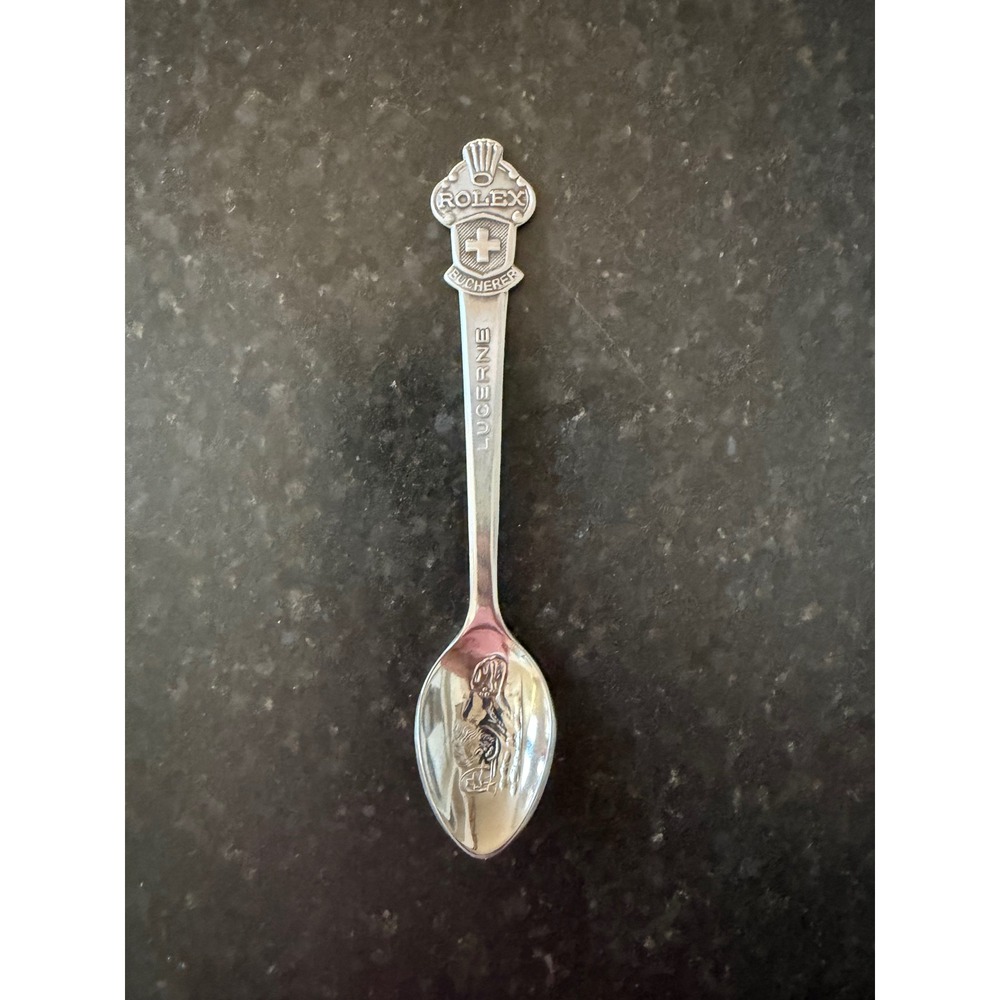 Vintage Rolex Bucherer ofSwitzerland Lucerne Souvenir Spoon Lion Monument Silver